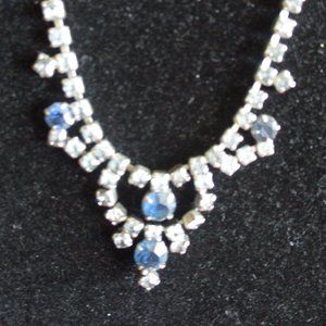 Vintage 50's Silvertone Crystal Rhinestone Bead Drop Necklace